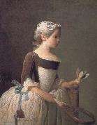Girl holding a badminton Jean Baptiste Simeon Chardin